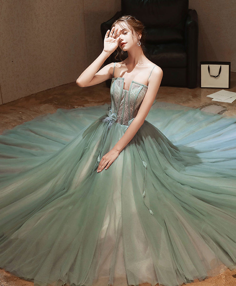 Green Tulle Lace Long Prom Dress Green Lace Tulle Formal Dress Custom Size / Green Green Tulle Lace Long Prom Dress Green Lace Tulle Formal Dress Custom Size / Green