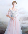Elegant Light Pink Tulle Long Prom Dress, Pink Evening Dress