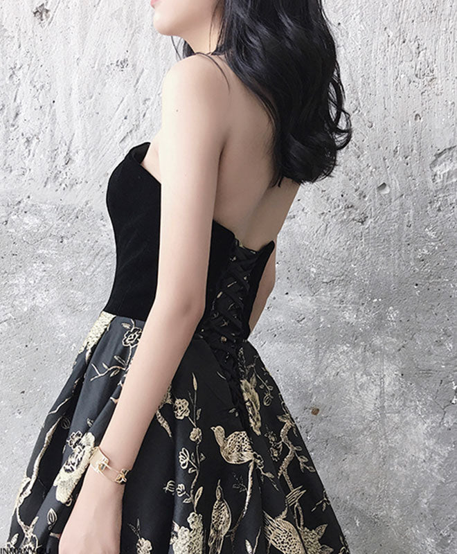 Elegant Black Sweetheart Long Prom Dress, Black Evening Dress