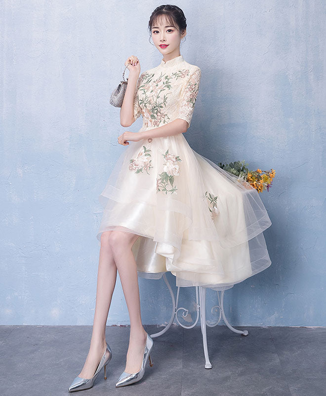 Champagne Tulle High Low Prom Dress, A-Line Party Homecoming Dress US 14 / Champagne Champagne Tulle High Low Prom Dress, A-Line Party Homecoming Dress US 14 / Champagne