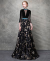 Unique Black Satin Long Prom Dress, Black Evening Dress