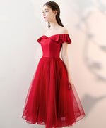 Aline Red Satin/Tulle Short Prom Dresses, Red Formal Homecoming Dresses