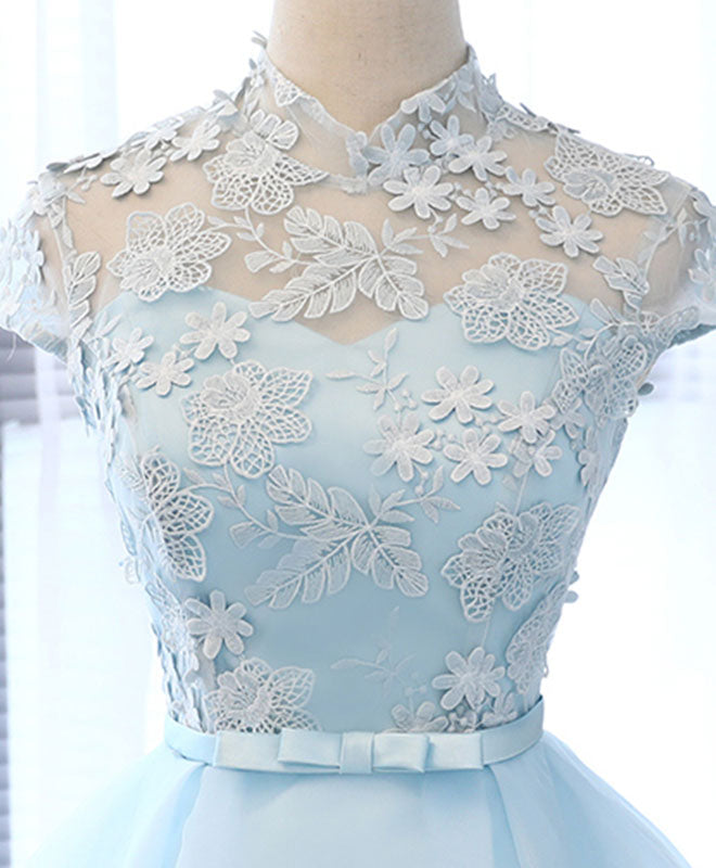 Light Blue Applique Short Prom Dress, Blue Homecoming Dress shopluu Light Blue Applique Short Prom Dress, Blue Homecoming Dress shopluu