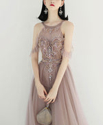 Unique Tulle Beads Long Prom Dress, Tulle Formal Dress
