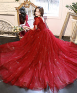 Burgundy V Neck Tulle Lace Long Prom Dress Burgundy Formal Dress