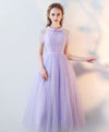 Gray High Neck Tulle Lace Prom Dress Tulle Lace Evening Dress