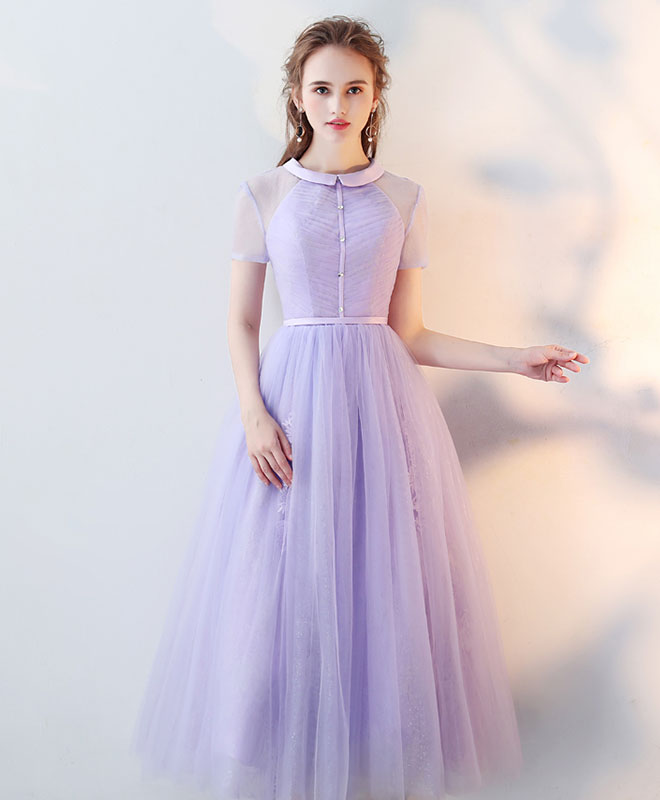 Gray High Neck Tulle Lace Prom Dress Tulle Lace Evening Dress – shopluu