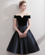 Black Satin Short Prom Dress, Black Homecoming Dress