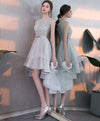 Gray Tulle Sequin Tulle Short Prom Dress, Gray Tulle Evening Dress