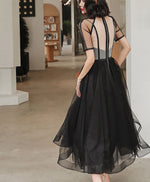 Black Tulle Short Prom Dress , A Line Black Homecoming Dress