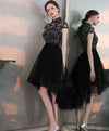 Black Tulle Lace Short Prom Dress, Black Homecoming Dress