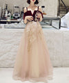 Simple Sweetheart Pink Tulle Lace Long Prom Dress Pink Evening Dress