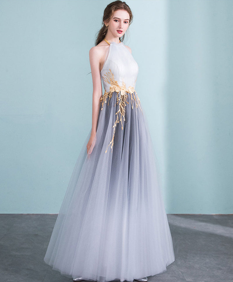 gradient evening dress Blue Gradient Tulle Simple A-line Party Dress, Blue Gradient Formal Dr