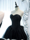 Simple Black Sweetheart Neck Tulle Long Prom Dress, Black Evening Dresses