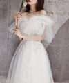 White Sweetheart Tulle Long Prom Dress, White Lace Long Graduation Dress