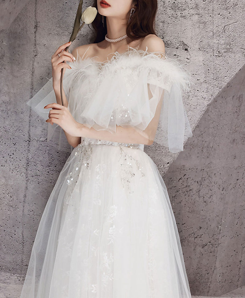 White Sweetheart Tulle Long Prom Dress, White Lace Long Graduation Dre shopluu White Sweetheart Tulle Long Prom Dress, White Lace Long Graduation Dre shopluu