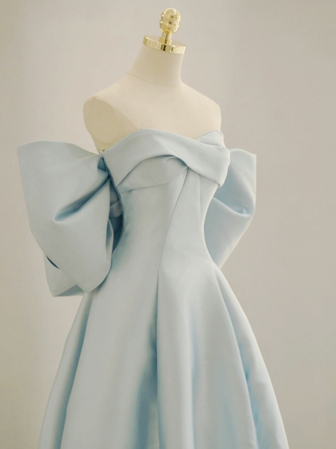 Blue Satin Evening Dress