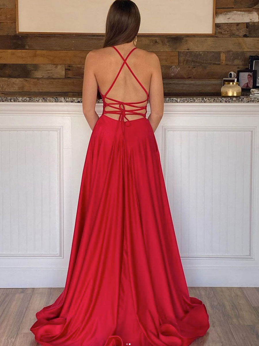 Kælder overførsel farve Simple Red Long Prom Dresses, Red Formal Graduation Dresses – shopluu