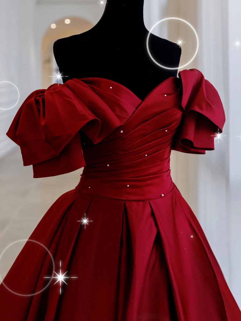 Simple Burgundy Satin Long Prom Dress Burgundy Long Evening Dress