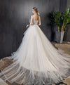 White Tulle Long Wedding Dress, White Tulle Long Bridal Dress