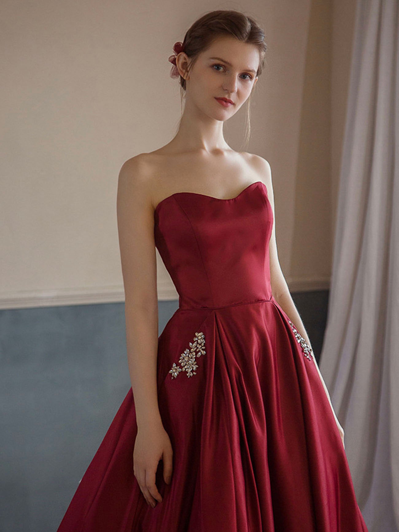 Simple Burgundy Satin Long Prom Dress, Burgundy Formal Graduation Dresses US 6 / Burgundy Simple Burgundy Satin Long Prom Dress, Burgundy Formal Graduation Dresses US 6 / Burgundy