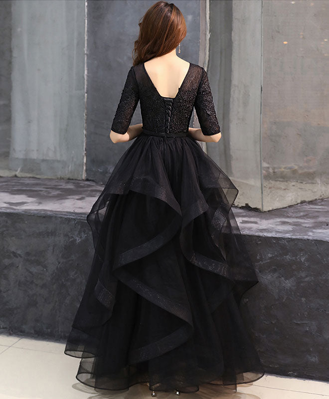 Black Tulle Lace Long Prom Dress Black Tulle Lace Formal Dress
