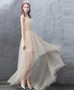 Champagne Tulle High Low Prom Dress, Champagne Evening Dress