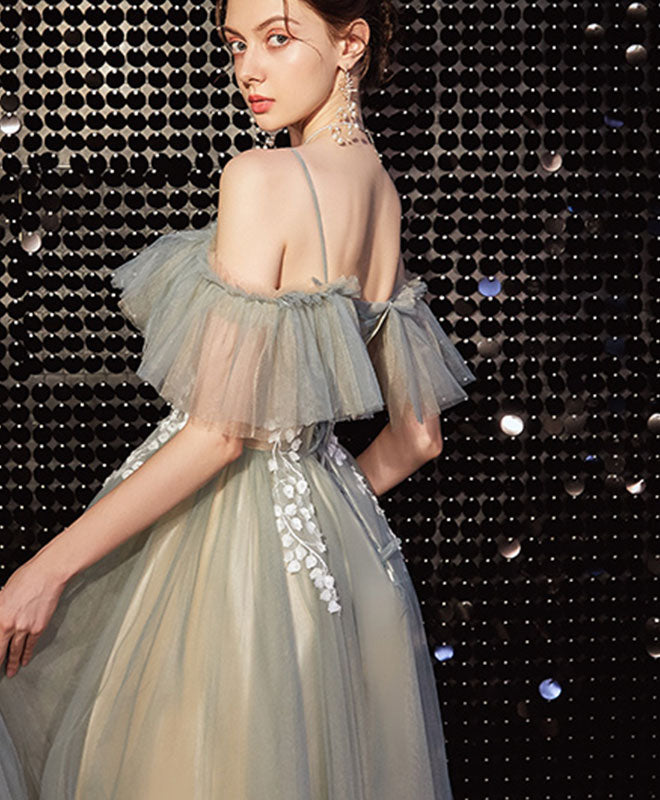 Light Green Tulle Lace Long Prom Dress Green Evening Dress US 14 / Gray (As picture) Light Green Tulle Lace Long Prom Dress Green Evening Dress US 14 / Gray (As picture)