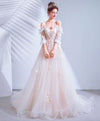 Light Pink Tulle Lace Long Prom Dress Lace Long Evening Dress