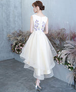 Light Champagne Tulle Lace Short Prom Dress, Lace Homecoming Dress