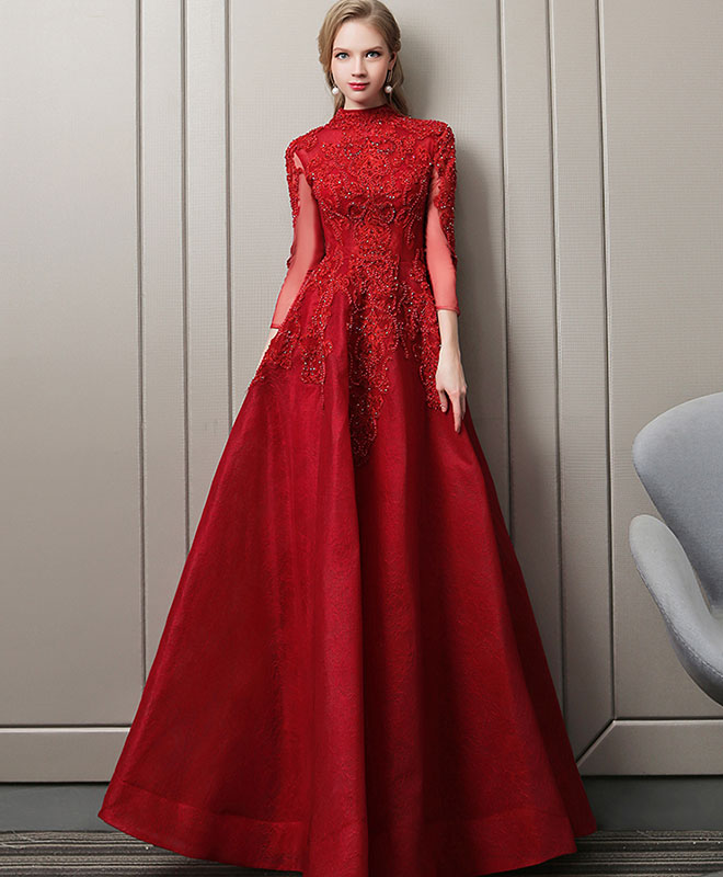 maroon lace long sleeve prom dress burgundy color dresses for women Long Sleeves Lace Burgundy Long Prom Dresses, Burgundy Lace Formal Dre abcprom-parroquiadesanalbertomagno.com