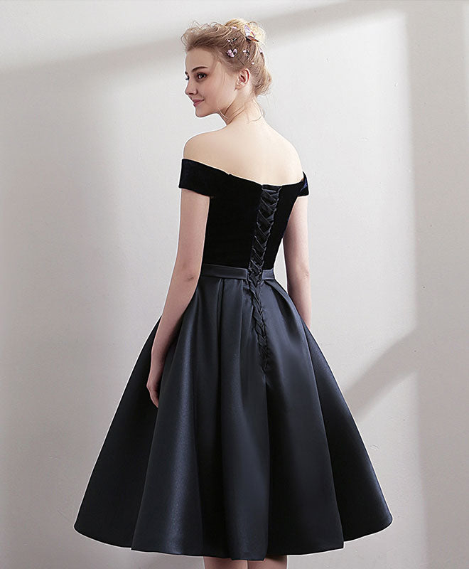 Cute V Neck Tulle Black Short Prom Dress, Black Homecoming Dresses – shopluu