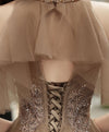 Champagne High Neck Tulle Lace Long Prom Dress Formal Dress