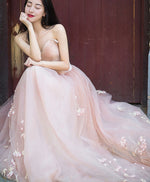 Simple Pink Tulle Long Prom Dress, Pink Tulle Formal Dress