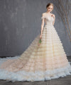 Champagne Sweetheart Tulle Long Prom Dress, Champagne Evening Dress