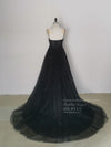Black A line Sweetheart Tulle Sequin Long Prom Dress, Black Graduation Dresses