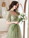 Green Tulle Long Prom Dress, Green A line Formal Graduation Dresses