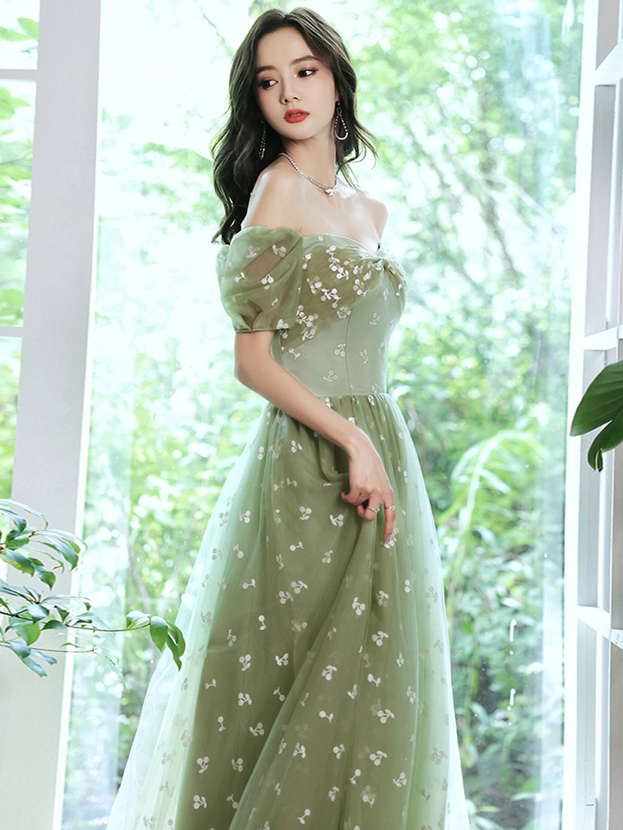 Green Tulle Long Prom Dress, Green A line Formal Graduation Dresses US 8 / Green Green Tulle Long Prom Dress, Green A line Formal Graduation Dresses US 8 / Green