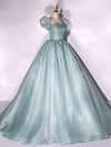 Green Tulle Long Prom Dress, A-Line Tulle Formal Evening Dresses