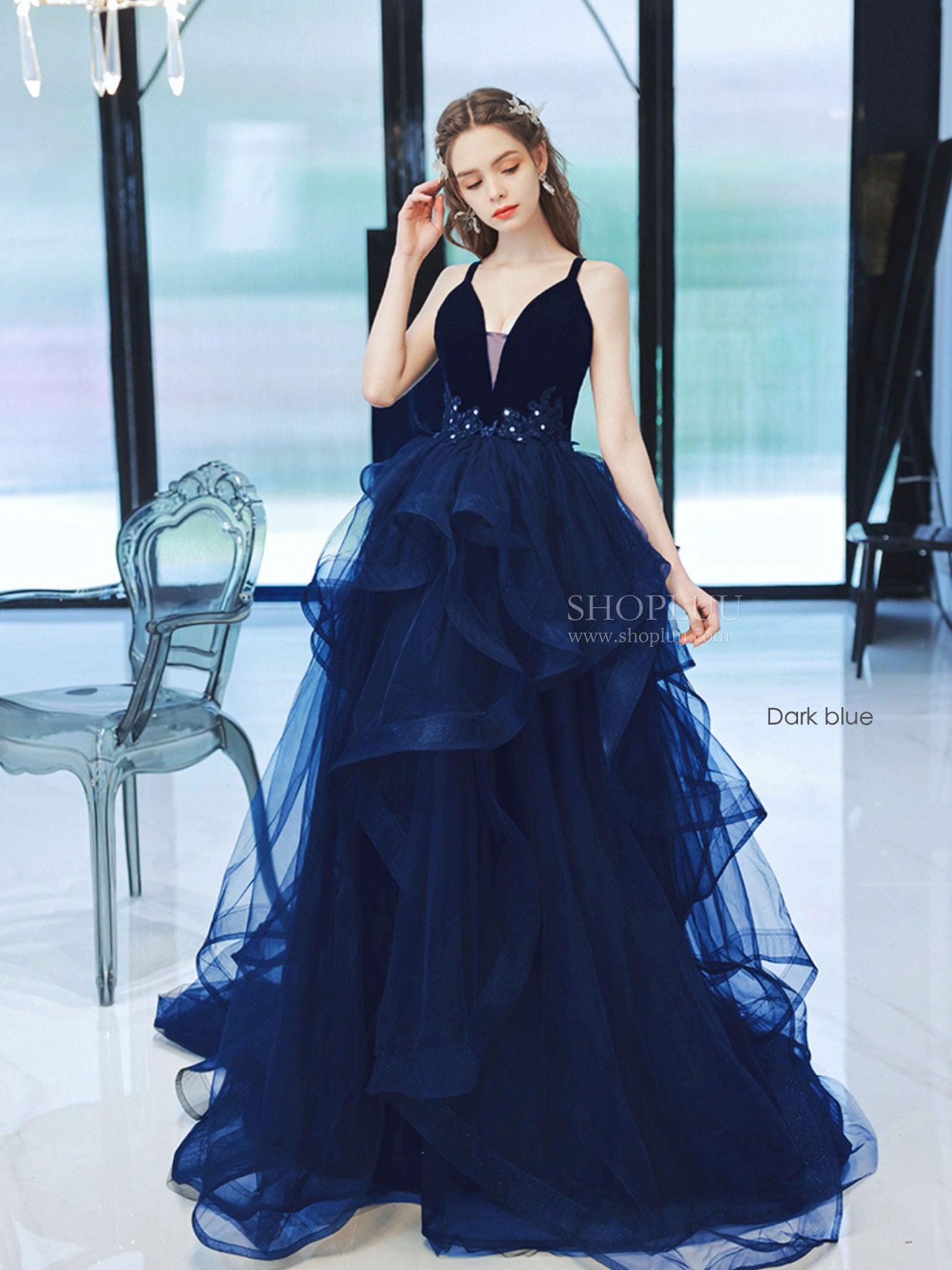 Black V Neck Tulle Long Prom Dress, Black Tulle Formal Graduation Dresses US 14 / Black Black V Neck Tulle Long Prom Dress, Black Tulle Formal Graduation Dresses US 14 / Black