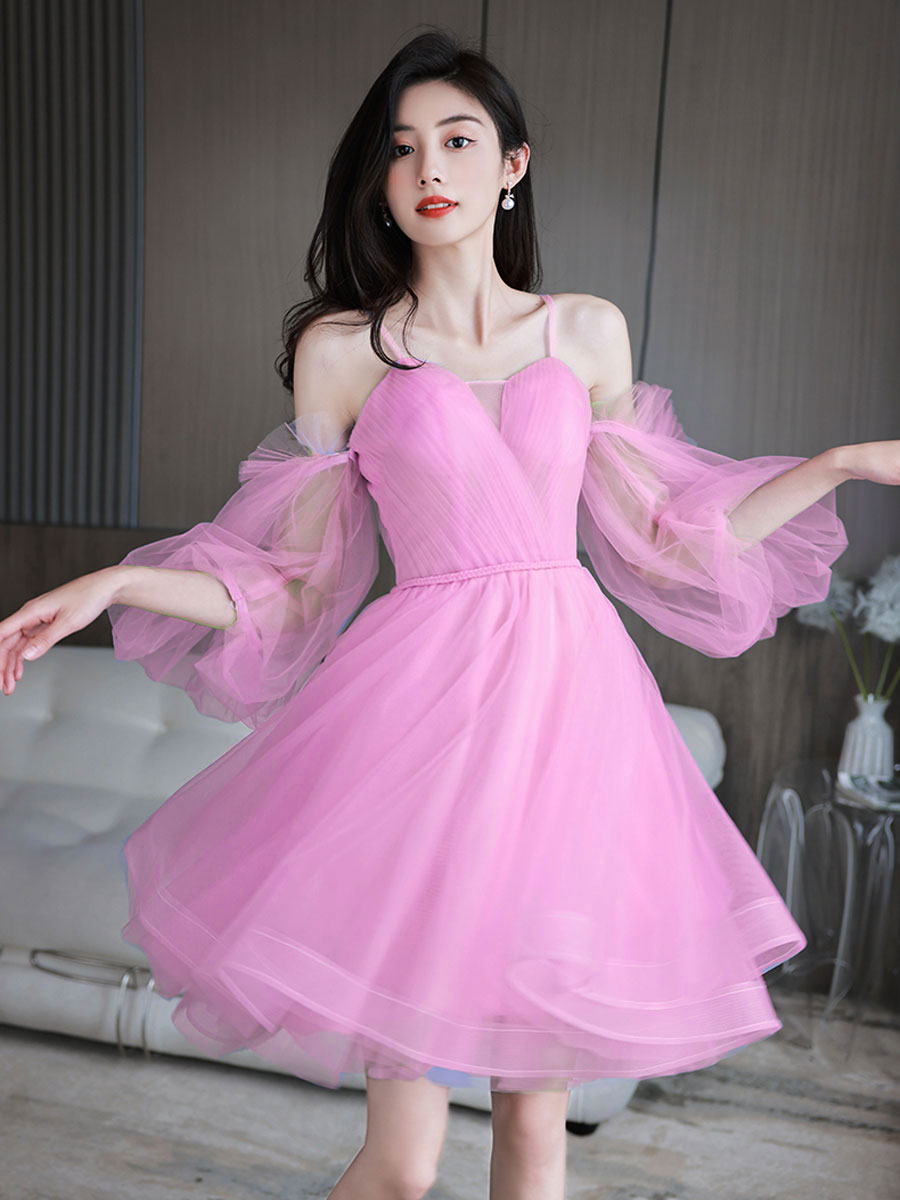 Cute Sweetheart Neck Tulle Short Prom Dress, Cute Puffy Homecoming Dre – shopluu