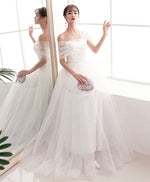Elegant  White Tulle Long Prom Dress White Tulle Evening Dress