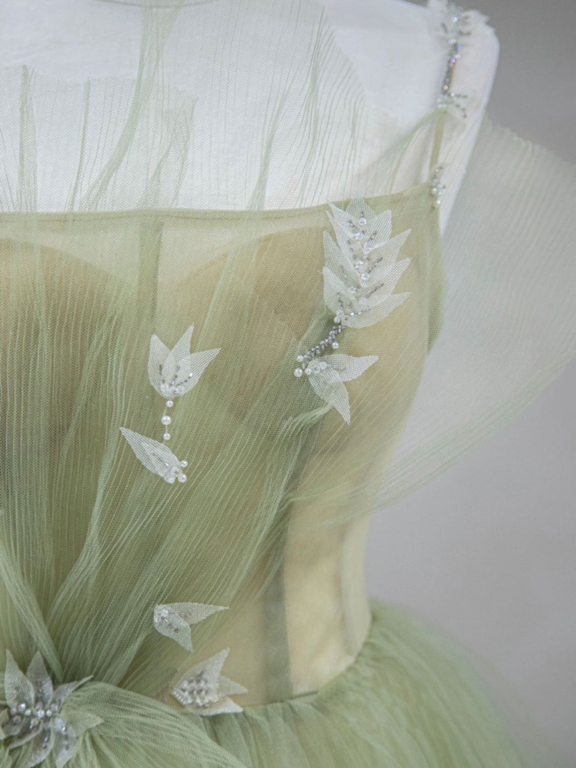 Green Tulle Long Prom Dress