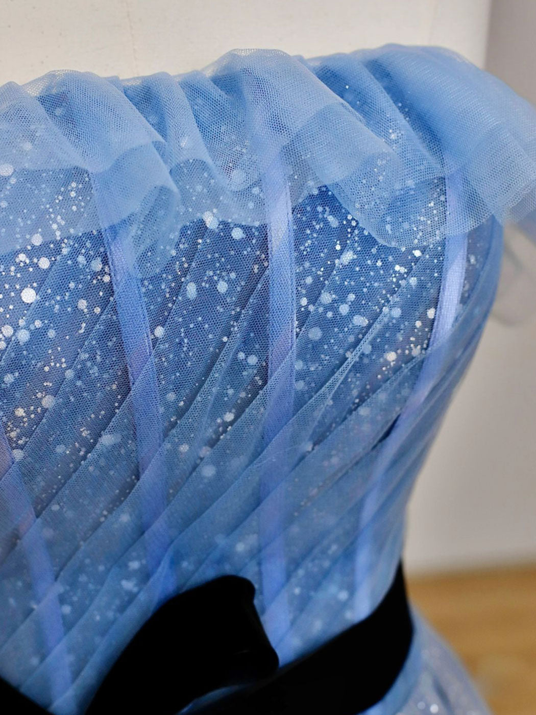  Tulle Sequin Long Blue Formal Evening Dress