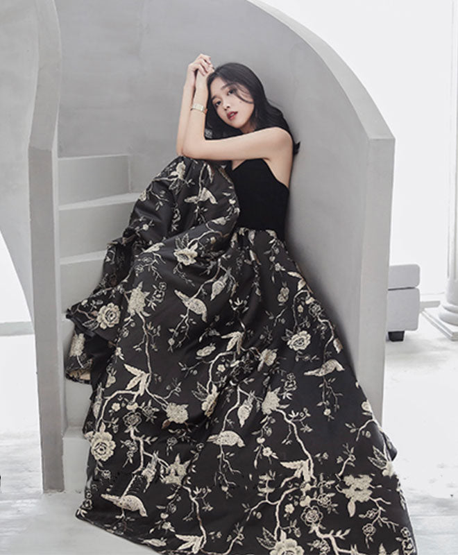 Elegant Black Sweetheart Long Prom Dress, Black Evening Dress