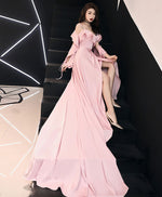 Simple Pink Chiffon Long Prom Dress Pink Evening Dress