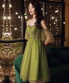 Simple Green Tulle Short Prom Dress Green Homecoming Dress