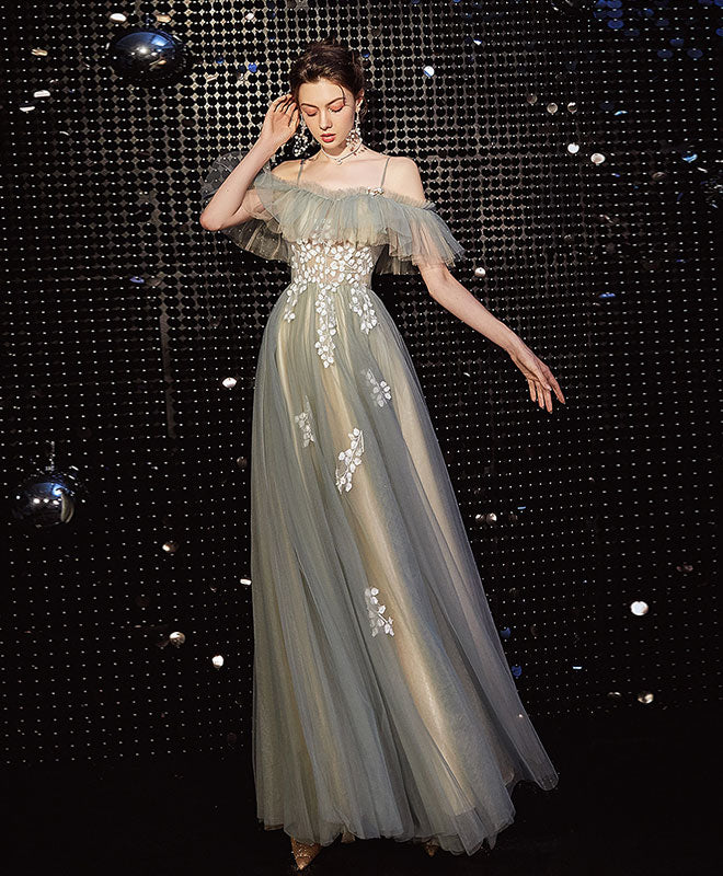 Light Green Tulle Lace Long Prom Dress Green Evening Dress shopluu Light Green Tulle Lace Long Prom Dress Green Evening Dress shopluu