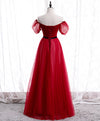 Burgundy Tulle Lace Long Prom Dress Burgundy Formal Dress