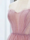 Pink Tulle Tea Length Prom Dress, Pink Tulle Formal Dress